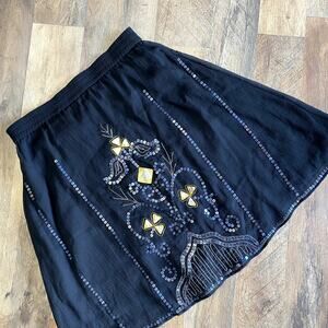 DKNY Women's Black Pull On Embellished Sequin Skirt XS
